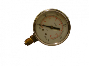 Manomètre à bain de glycérine Ø63 0-1b raccord vertical 1/4" inox