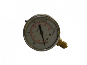 Manomètre à bain de glycérine Ø63 0-2-5b raccord vertical 1/4" inox